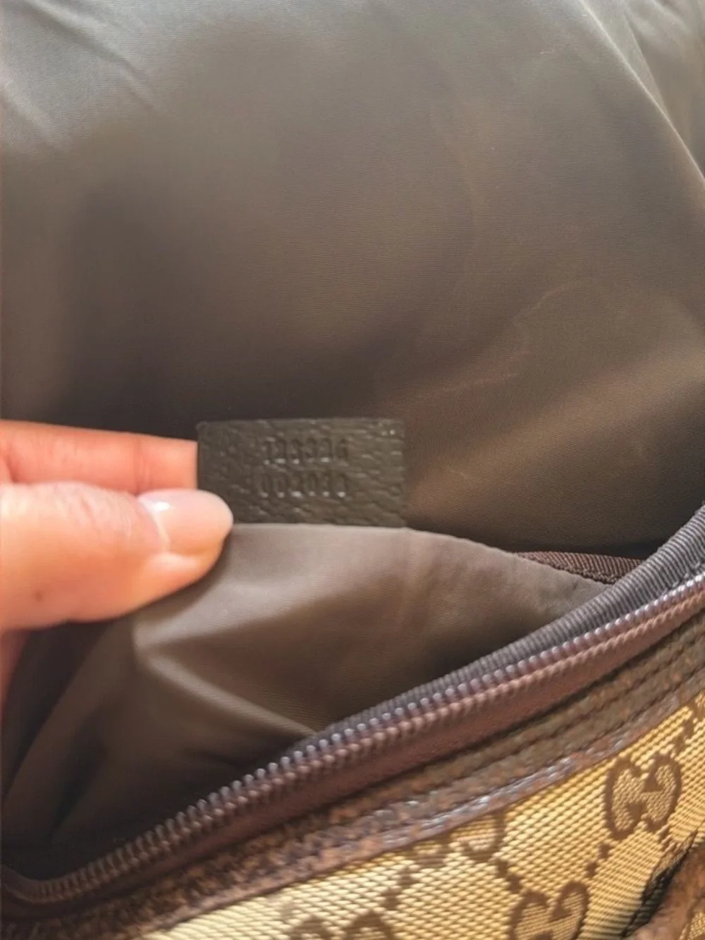 Gucci Beige and Brown Monogram Baby Messenger Bag with Adjustable Strap